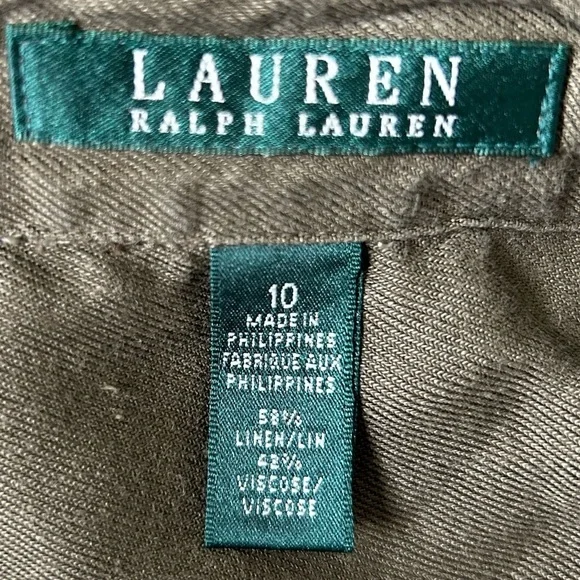 Ralph Lauren linen blend sleeveless romper olive green pockets Size 10 - Picture 6 of 8